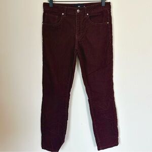 Men's Burgundy Corduroy Pants - Size: 28